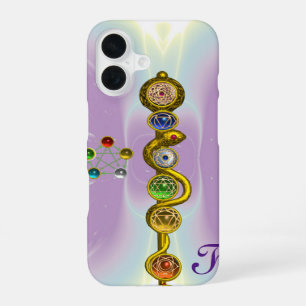 COQUE iPhone 16 BÂTON D'ASCLEPIUS 7 CHAKRAS, YOGA, ÉNERGIE SPIRITU