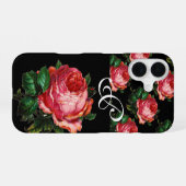COQUE iPhone 16 BEAU MONOGRAMME DE ROSE ROSE (Verso Horizontal)