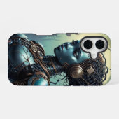 Coque iPhone 16 Beau robot de loin dans le futur (Verso Horizontal)
