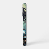 Coque iPhone 16 Beau robot de loin dans le futur (Côté gauche)