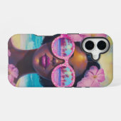 Coque iPhone 16 Beauté tropicale dans les tons roses (Verso Horizontal)
