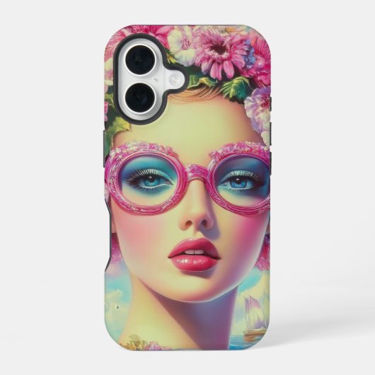 Coque iPhone 16 Beauté tropicale rétro (Verso)