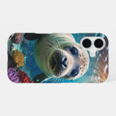 Coque iPhone 16 Bébé phoque sous l'eau (Verso Horizontal)