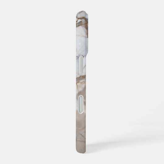 Coque iPhone 16 Beige Marble with Gold Veins – Elegant Design (Côté droit)