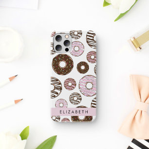 Coque iPhone 16 Beignets roses, Beignets bruns, Pépites, Votre Nom