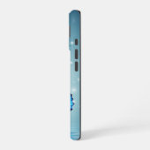 Coque iPhone 16 bel papillon bleu brillant (Côté gauche)