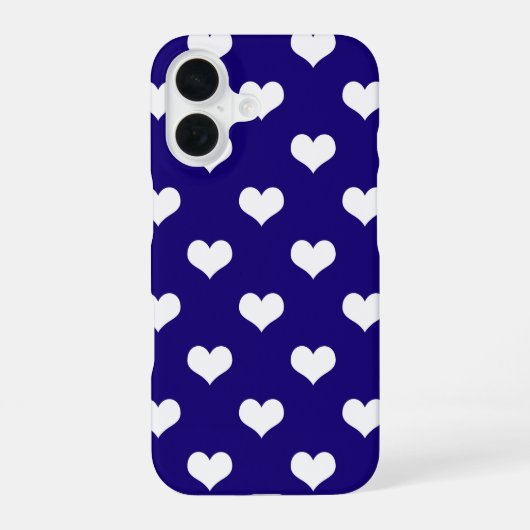 Coque iPhone 16 Belle conception de cœurs blancs bleus (Verso)