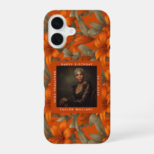 Coque iPhone 16 Belle Fête d'Anniversaire avec des Lys Fleuris Per