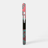 COQUE iPhone 16 BELLE ROSE ROSE BLEU SARCELLE DAMAS GEMME MONOGRAM (Côté gauche)