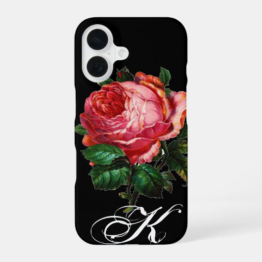 COQUE iPhone 16 BELLE ROSE ROSE MONOGRAMME NOIRE (Verso)