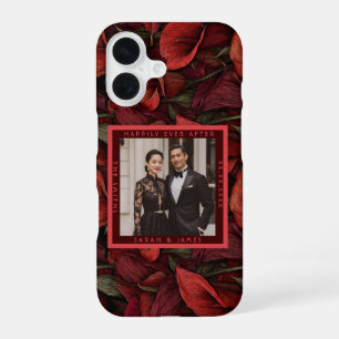 Coque iPhone 16 Belles fleurs de calla rouges pour un mariage rust