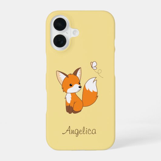 Coque iPhone 16 Beurre à regarder de la petite Fox mignonne (Verso)