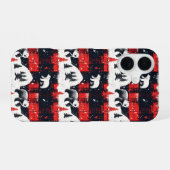 Coque iPhone 16 Bison rouge Plaids Ours polaire (Verso Horizontal)