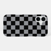 Coque iPhone 16 Black and Gray Checkered Print (Verso Horizontal)