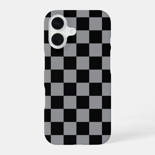 Coque iPhone 16 Black and Gray Checkered Print (Verso)