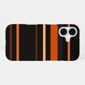 Coque iPhone 16 Black and Orange Bold Stripe Pattern (Verso Horizontal)