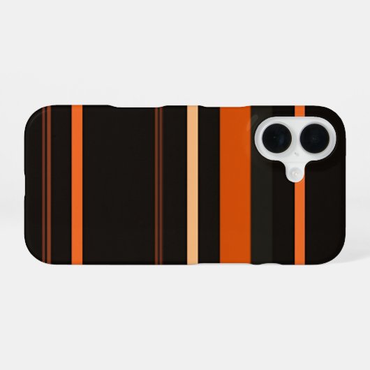Coque iPhone 16 Black and Orange Bold Stripe Pattern (Verso Horizontal)