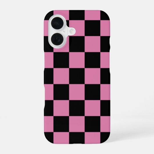 Coque iPhone 16 Black and Pink Checkered Print (Verso)