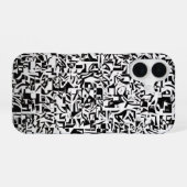 Coque iPhone 16 Black and White Abstract Geometric Pattern (Verso Horizontal)