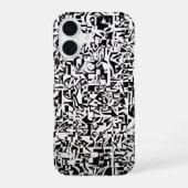 Coque iPhone 16 Black and White Abstract Geometric Pattern (Verso)
