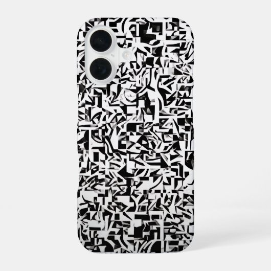 Coque iPhone 16 Black and White Abstract Geometric Pattern (Verso)