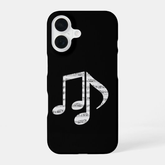 Coque iPhone 16 Black and White Music Notes Phone Case (Verso)