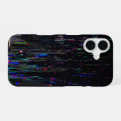Coque iPhone 16 Black Neon Digital Glitch (Verso Horizontal)