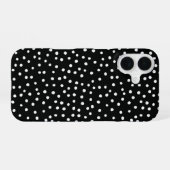 Coque iPhone 16 Black Polka Dot Pattern Phone Case (Verso Horizontal)