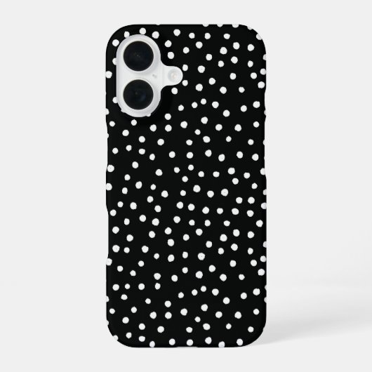 Coque iPhone 16 Black Polka Dot Pattern Phone Case (Verso)