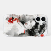 Coque iPhone 16 Black Red Geisha (Verso Horizontal)