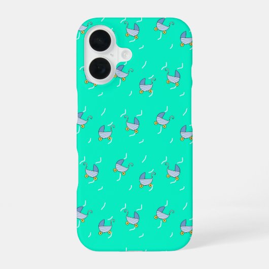 Coque iPhone 16 Bleu bébé pram (Verso)