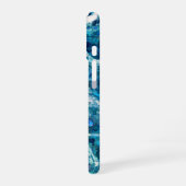 Coque iPhone 16 Bleu Blanc Turquoise Mer vague Splash Abstraction (Côté gauche)