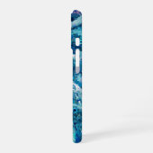 Coque iPhone 16 Bleu Blanc Turquoise Mer vague Splash Abstraction (Côté gauche)