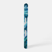 Coque iPhone 16 Bleu Blanc Turquoise Mer vague Splash Abstraction (Côté droit)