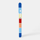 Coque iPhone 16 Bleu Brown et rayures jaunes Monogramme Téléphone (Côté gauche)