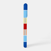 Coque iPhone 16 Bleu Brown et rayures jaunes Monogramme Téléphone (Côté droit)