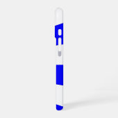 Coque iPhone 16 Bleu cool rayures blanches (Côté gauche)