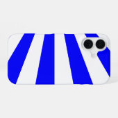 Coque iPhone 16 Bleu cool rayures blanches (Verso Horizontal)