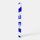 Coque iPhone 16 Bleu cool rayures blanches (Côté droit)