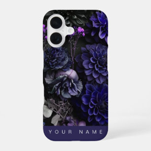 Coque iPhone 16 Bleu des fleurs hantées