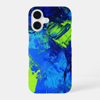Coque iPhone 16 Bleu électrique et Grès vert _ coque iphone