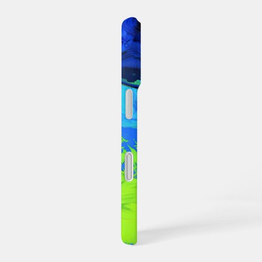 Coque iPhone 16 Bleu électrique et Grès vert _ coque iphone (Côté droit)