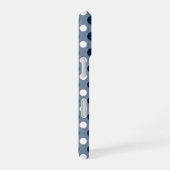 Coque iPhone 16 bleu-gris marine et points blancs (Côté droit)