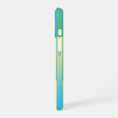 Coque iPhone 16 Bleu Jaune Vert Motif Rayé (Côté gauche)