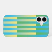 Coque iPhone 16 Bleu Jaune Vert Motif Rayé (Verso Horizontal)