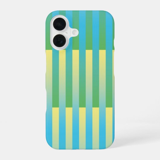Coque iPhone 16 Bleu Jaune Vert Motif Rayé (Verso)