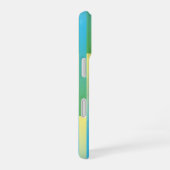 Coque iPhone 16 Bleu Jaune Vert Motif Rayé (Côté droit)