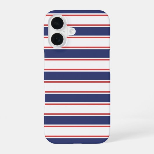 Coque iPhone 16 Bleu marine et rouge (Verso)