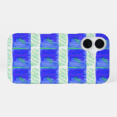 Coque iPhone 16 Bleu Nautique Abstrait le Plus Cool (Verso Horizontal)