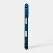 COQUE iPhone 16 BLEU NOIR DAMAS JAUNE MONOGRAMME GEM (Côté droit)